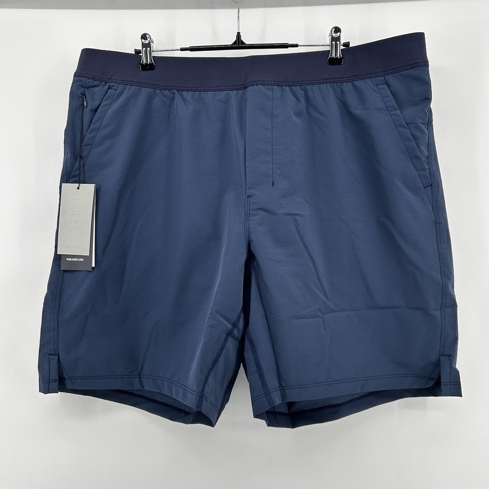Public Rec Flex Shorts Mens 44x7.5" Navy Blue‎ Hybrid Athletic Beach Camp NWT